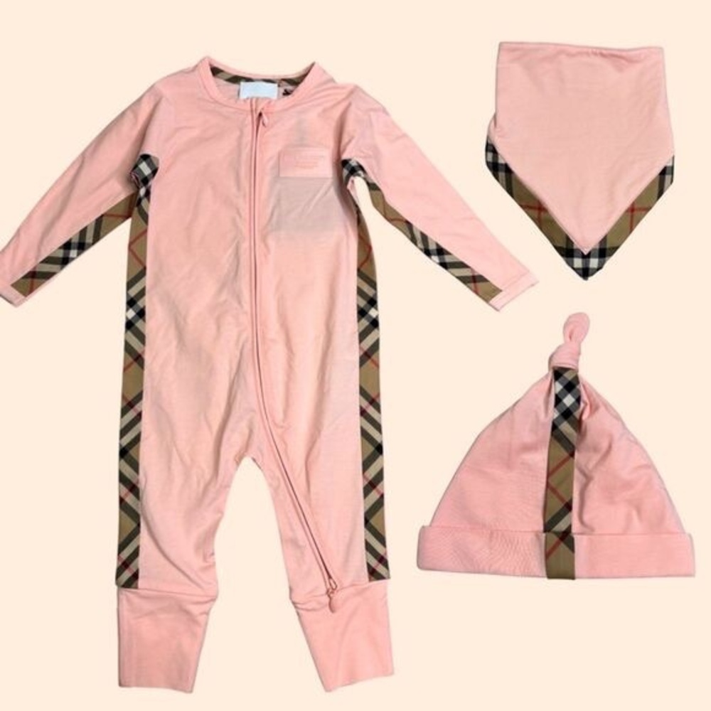 Burberry Pink One Piece with Plaid Accents